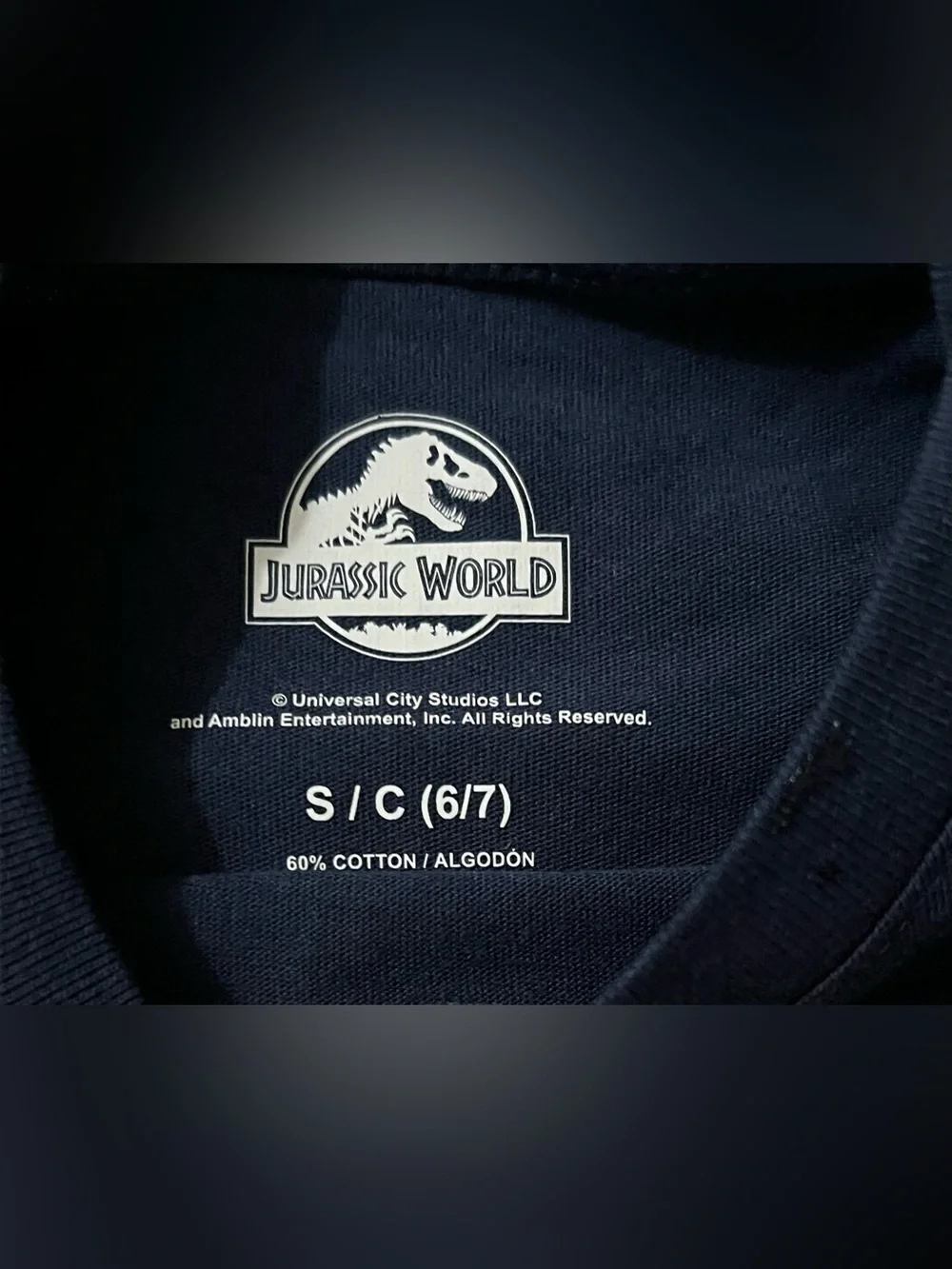 Jurassic World Boys S (6-7) Blue T. Rex Raptors Graphic Crew Cotton T-Shirt